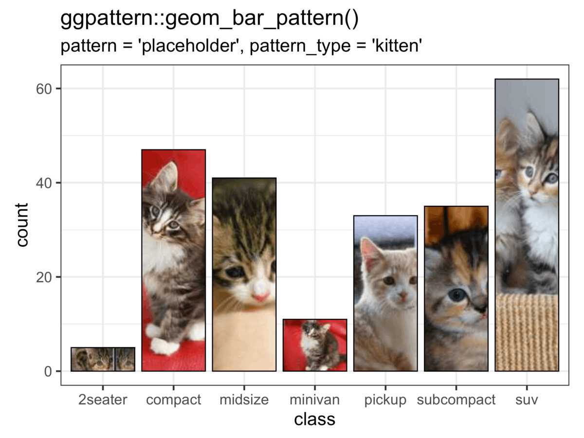 Example of bar chart filled with the 'kitten' 'placeholder' pattern